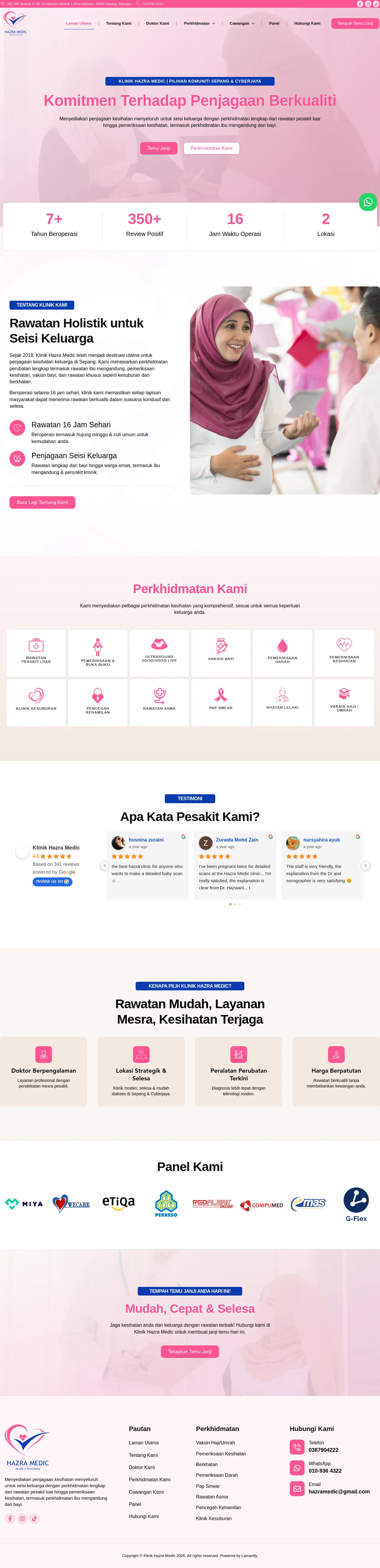 Klinik Hazra Medic - Full Page Design Preview