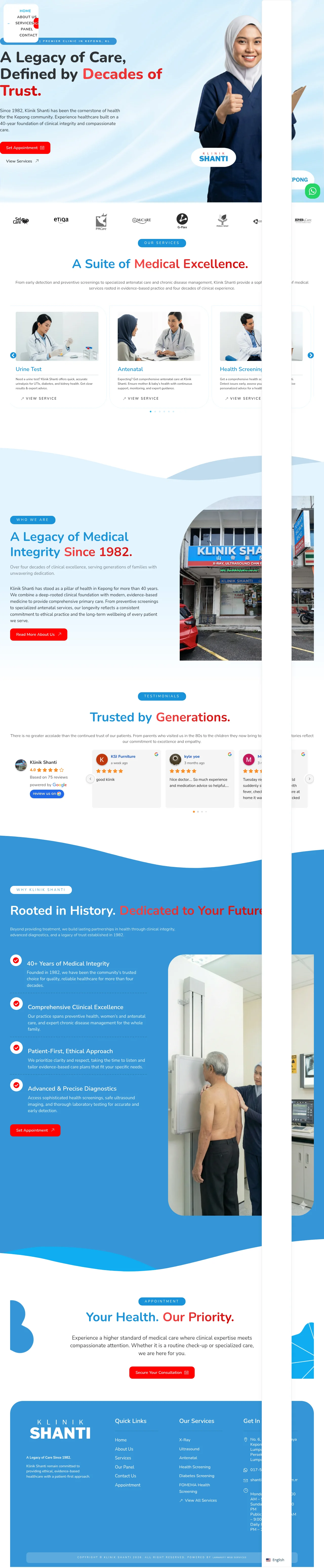 Klinik Shanti - Full Page Design Preview